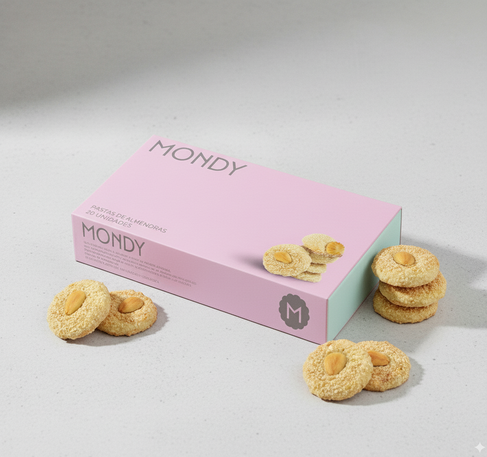 Caja Mondy y pastas de almendra
